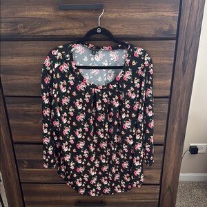 Floral Black and Pink Women's Top